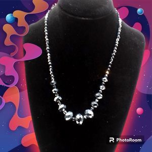 Sparkly silver tone beaded necklace!